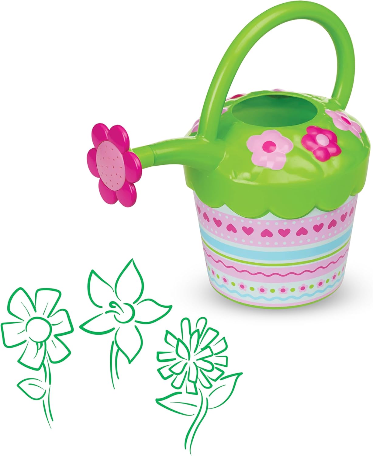 Kids Watering Can with Flower Spout | Cute Colorful Garden Sprayer | Outdoor Beach Toy for Toddlers | Lightweight Plastic Watering Pot for Early Gardening Play