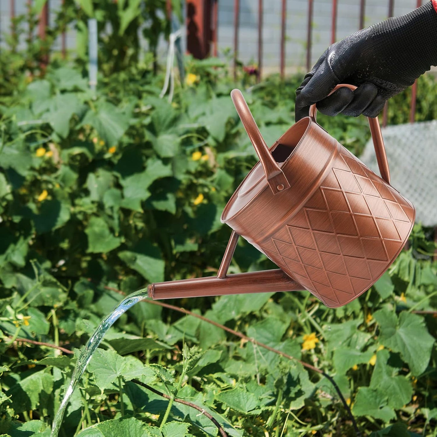 1.75 Gallon Vintage Copper-Style Garden Watering Can with Long Spout and Detachable Shower Head, 6.6L Large Capacity Plant Irrigation Pot