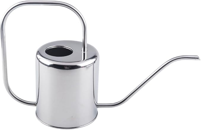Stainless Steel Long Spout Watering Can for Indoor Plants – Modern Industrial-Style Precision Watering Pot for Houseplants and Bonsai (1L Capacity)