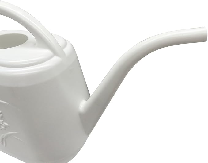 0.5 Gallon White Long Spout Garden Watering Can – 2L Lightweight Plastic Watering Pot for Indoor & Outdoor Plants