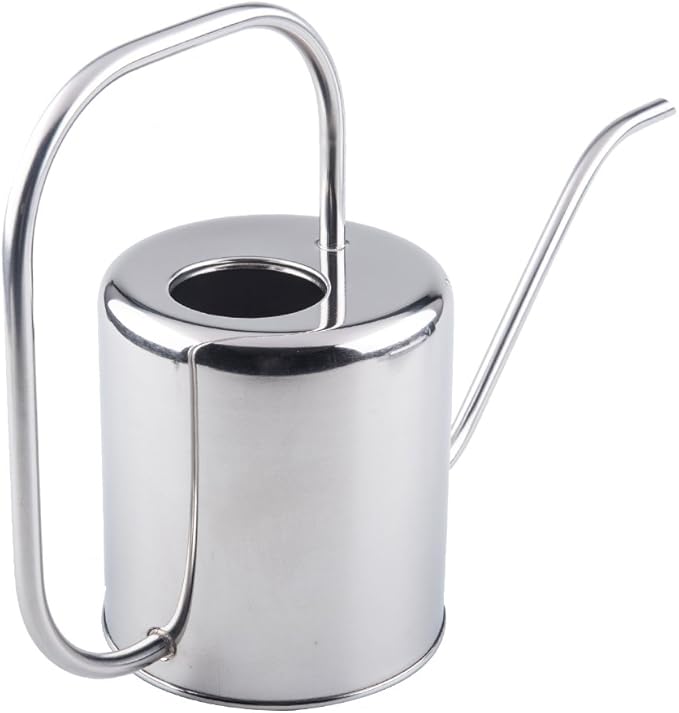 Stainless Steel Long Spout Watering Can for Indoor Plants – Modern Industrial-Style Precision Watering Pot for Houseplants and Bonsai (1L Capacity)