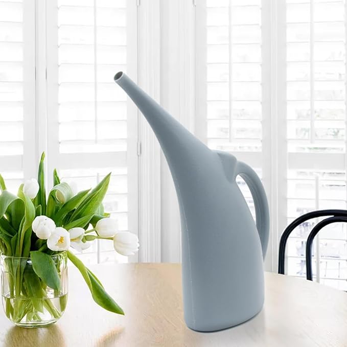 Modern Minimalist Indoor Watering Can – 67.6oz (2L) Long Spout Plastic Watering Can for Houseplants, Bonsai, and Potted Flowers