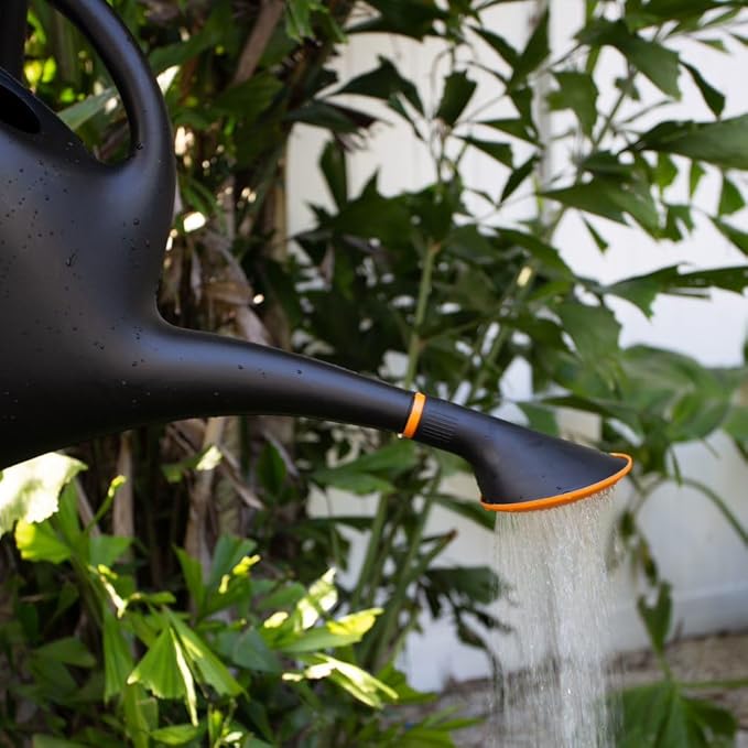 Black Dual Handle Watering Can with Detachable Shower Head – 1.5 Gallon Large Capacity Garden Watering Pot for Indoor & Outdoor Plants