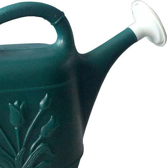 7L Large Capacity Green Plastic Watering Can with Long Spout – Embossed Floral Design, Dual Handle, Indoor & Outdoor Use