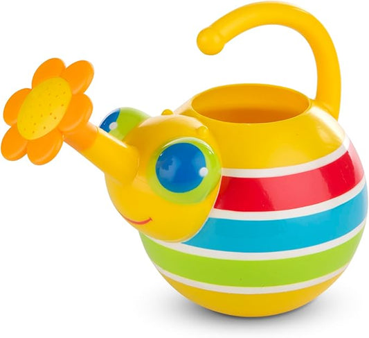 Kids Rainbow Watering Can – Colorful Striped Garden Sprinkler Toy, Lightweight Plastic Indoor Outdoor Watering Jug for Toddlers (7.7" Tall)