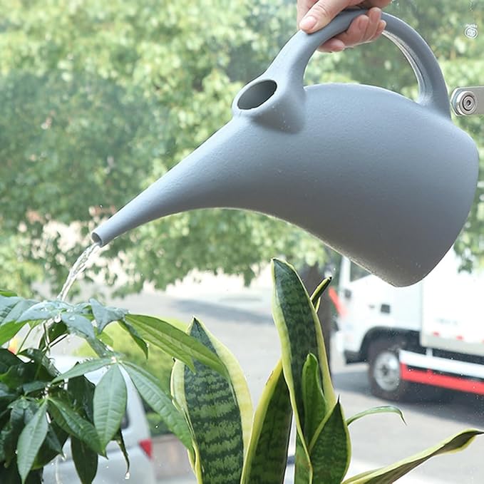 Modern Minimalist Indoor Watering Can – 67.6oz (2L) Long Spout Plastic Watering Can for Houseplants, Bonsai, and Potted Flowers