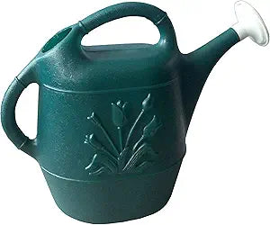 7L Large Capacity Green Plastic Watering Can with Long Spout – Embossed Floral Design, Dual Handle, Indoor & Outdoor Use