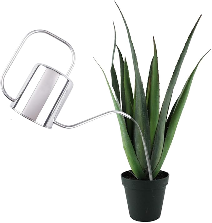 Stainless Steel Long Spout Watering Can for Indoor Plants – Modern Industrial-Style Precision Watering Pot for Houseplants and Bonsai (1L Capacity)