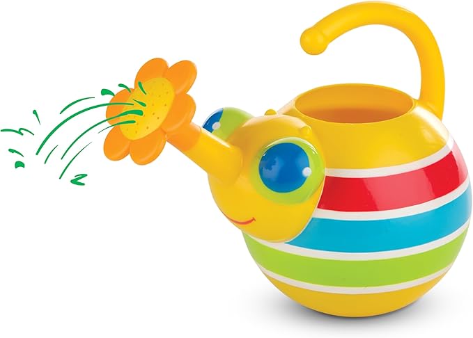 Kids Rainbow Watering Can – Colorful Striped Garden Sprinkler Toy, Lightweight Plastic Indoor Outdoor Watering Jug for Toddlers (7.7" Tall)