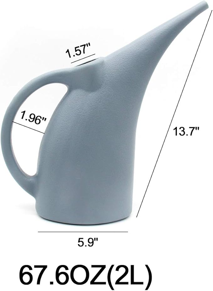 Modern Minimalist Indoor Watering Can – 67.6oz (2L) Long Spout Plastic Watering Can for Houseplants, Bonsai, and Potted Flowers