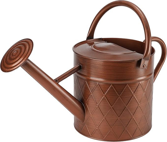 1.75 Gallon Vintage Copper-Style Garden Watering Can with Long Spout and Detachable Shower Head, 6.6L Large Capacity Plant Irrigation Pot