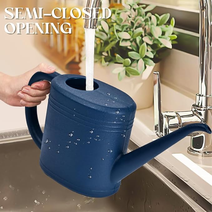 1L Large Capacity Watering Can for Indoor Plants – Blue Plastic Long Spout Gardening Jug for Potted Flowers and Home Garden Care