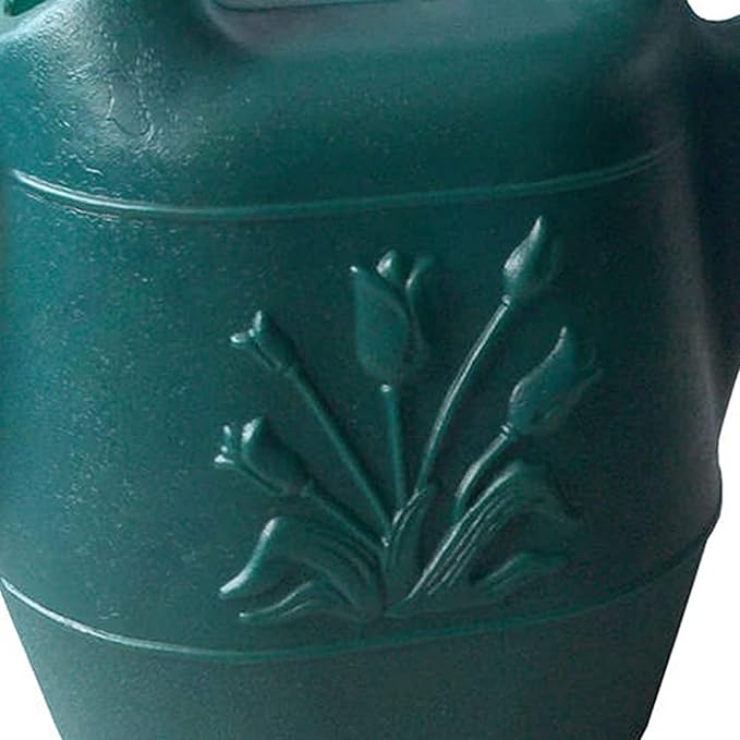 7L Large Capacity Green Plastic Watering Can with Long Spout – Embossed Floral Design, Dual Handle, Indoor & Outdoor Use