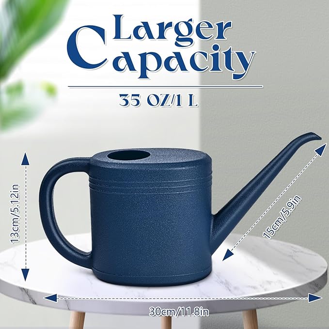1L Large Capacity Watering Can for Indoor Plants – Blue Plastic Long Spout Gardening Jug for Potted Flowers and Home Garden Care