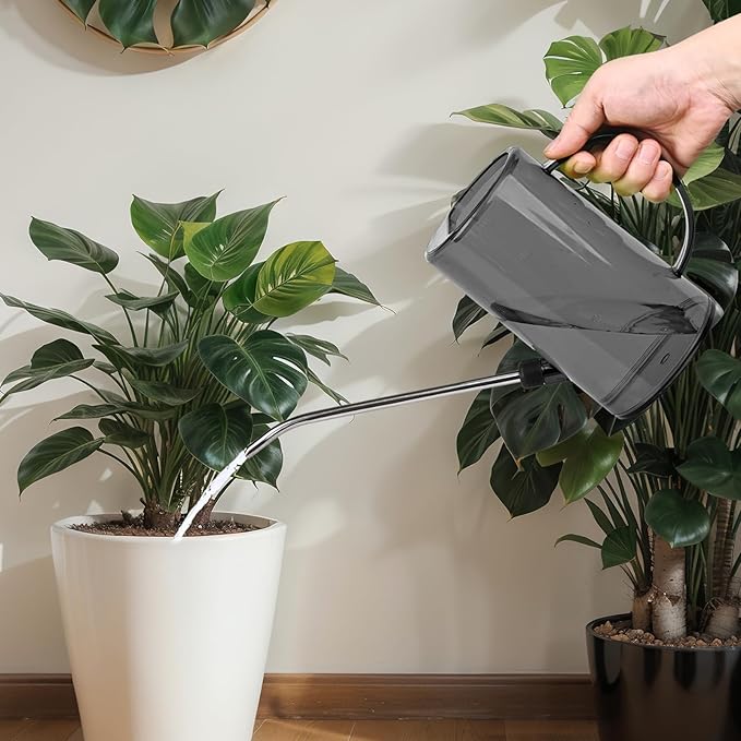 Transparent 1L Watering Can for Indoor Plants – Long Spout Plant Watering Jug with Measurement Marks – Precision Watering Tool for Houseplants and Balcony Garden