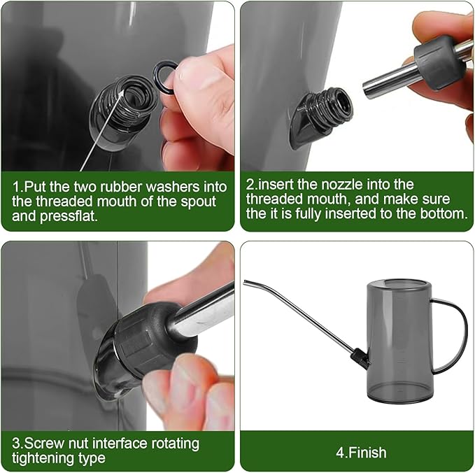 Transparent 1L Watering Can for Indoor Plants – Long Spout Plant Watering Jug with Measurement Marks – Precision Watering Tool for Houseplants and Balcony Garden